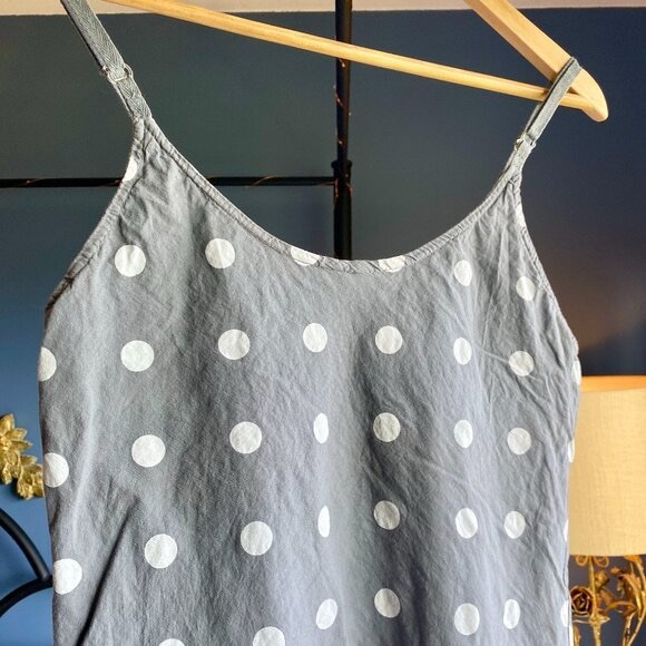Grey and Off White Polka Dot French Cotton Sundress - Picture 3 of 9